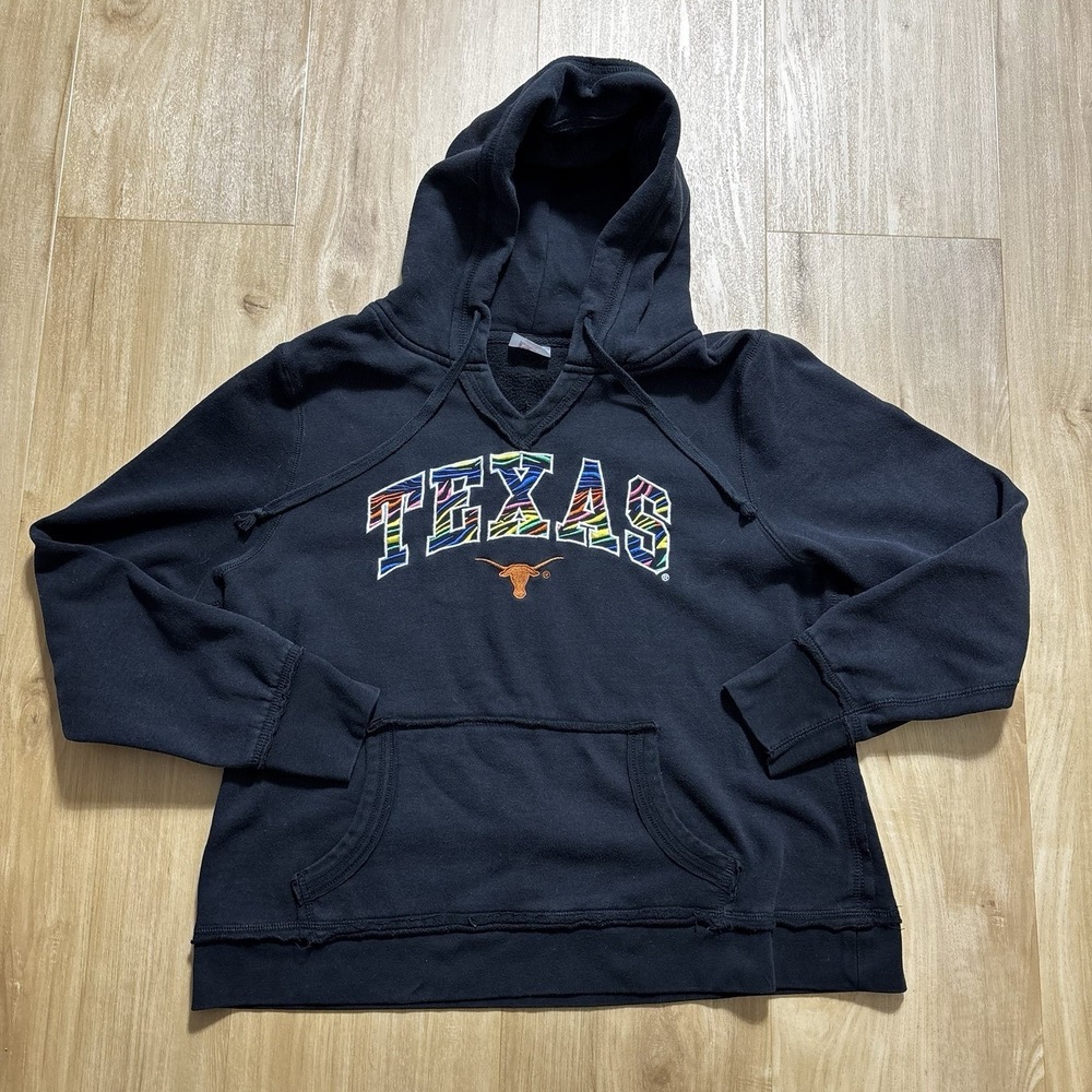 Texas Longhorns Black Sweatshirt Womens XL Rainbow Zebra Print Embroidered